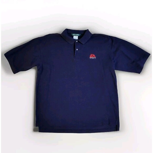 EA Sports Blue Mens XL Polo Embroidered Logo Vintage Outerbanks Gaming Shirt Htf - Picture 2 of 8